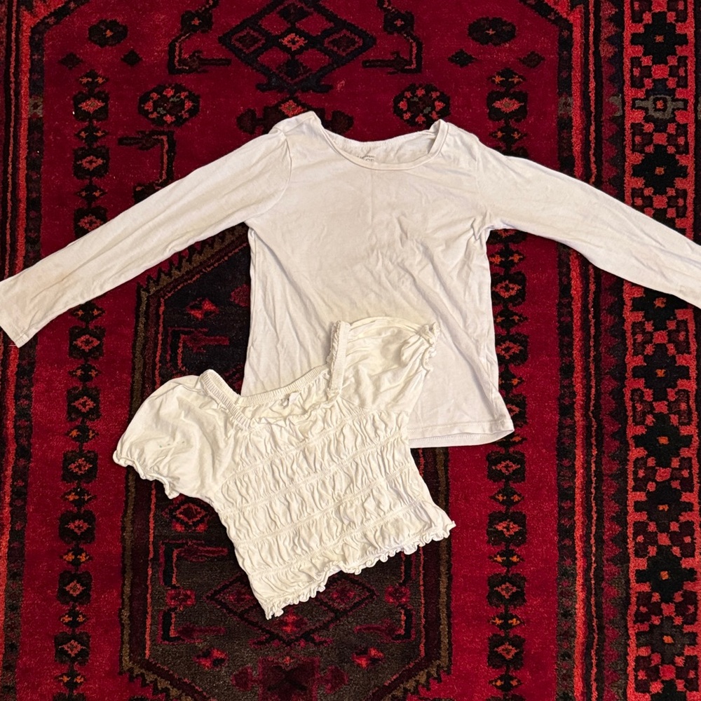 White Kids Long Sleeve and Short Sleeve Tops